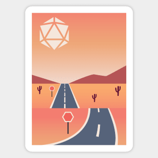 Highway Sunset Polyhedral Dice Sun RPG Landscape Sticker